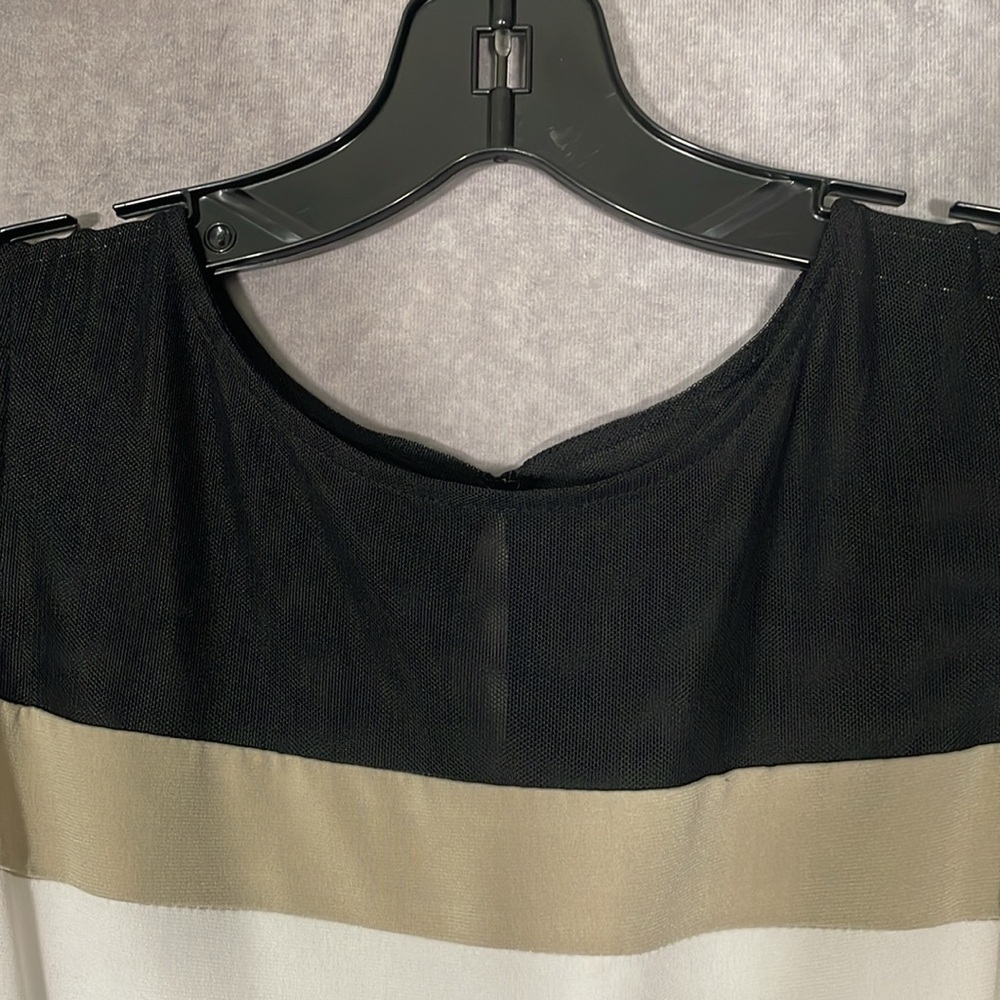 Dress Barn White Black Tan Knee Length Sleeveless Dress Size 6 - Picture 4 of 10